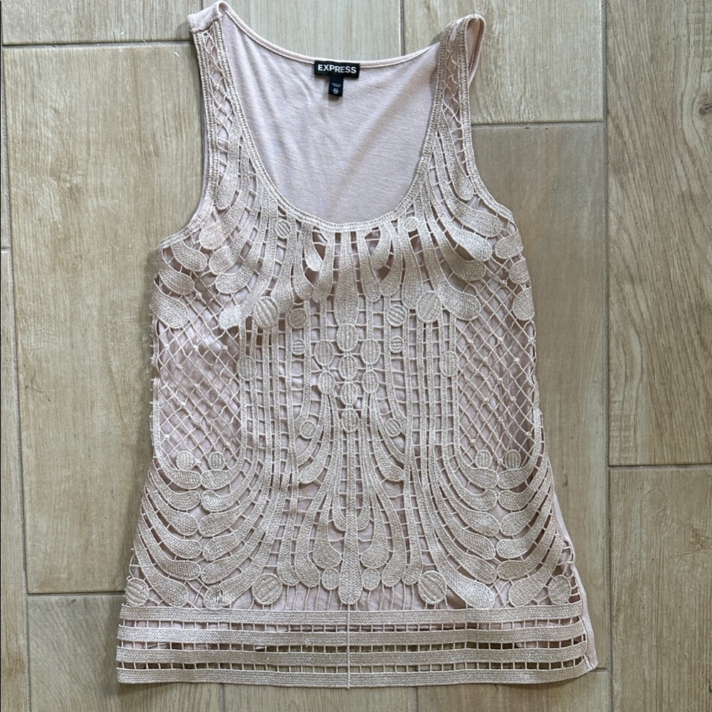 Express Women's Blush Lace Tank Top
